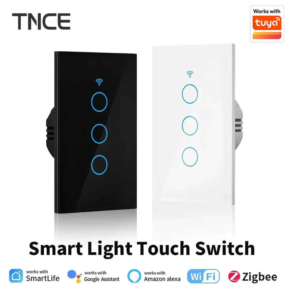Interruptor Táctil Zigbee Sin Neutro 1/2/3 Teclas Blanco o Negro Tuya 1