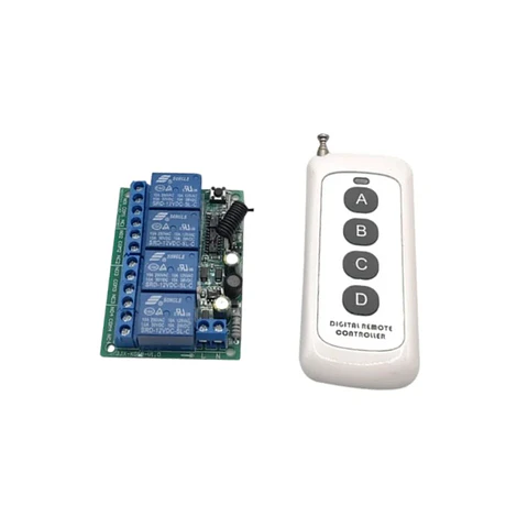 Interruptor de Control Remoto Inalámbrico 4 Canales RF 433MHz AC 85-256V 10A