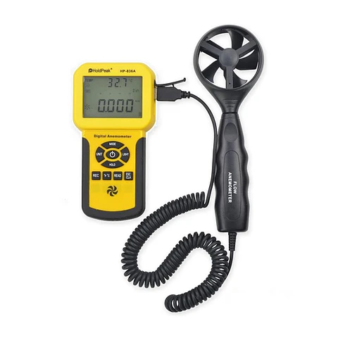 Anemómetro digital para medir velocidad y flujo de aire