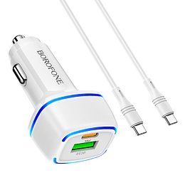 CARGADOR AUTO DOBLE USB A Y TIPO C QC3.0 20W CON CABLE Z14A	