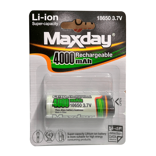 PILA 18650 RECARGABLE MAXDAY 4000 MAH	