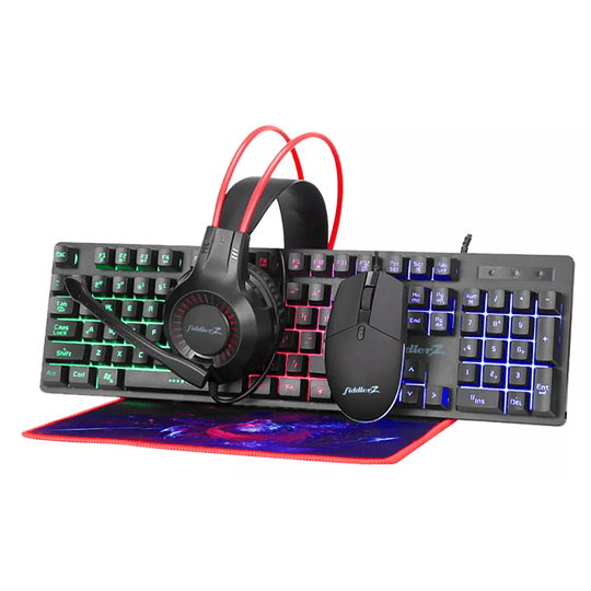 Kit Gamer 4 En 1 Teclado Mouse Audifono Pad Español Fiddler
