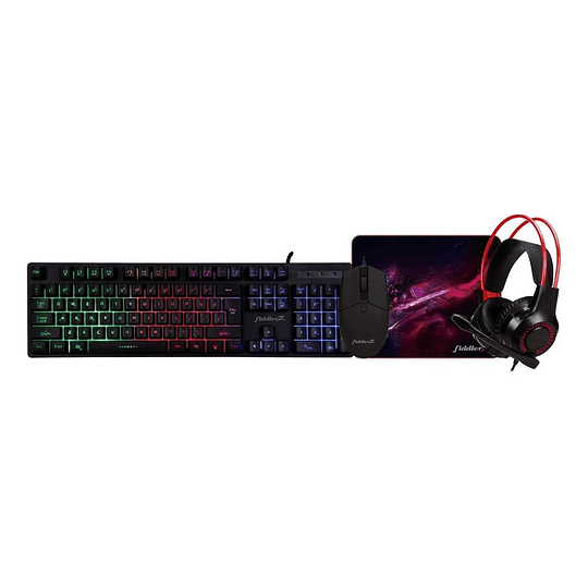 Kit Gamer 4 En 1 Teclado Mouse Audifono Pad Español Fiddler
