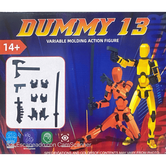KIT 3 FIGURAS DE ACCION DUMMY 13 ROJO AZUL AMARILLO