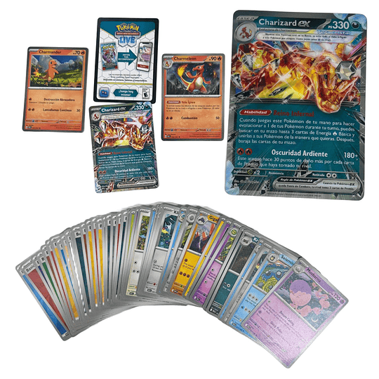 CARTAS POKEMON SET CHARIZARD + 50 CARTAS POKEMON