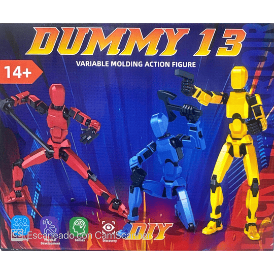 KIT 3 FIGURAS DE ACCION DUMMY 13 GRIS NARANJO Y MORADO