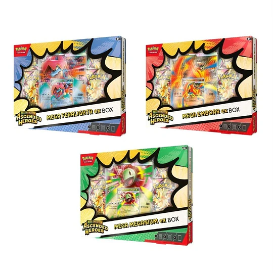 CARTAS POKEMON PACK 3 BOX ASCENDED HEROES MEGA EX INGLES