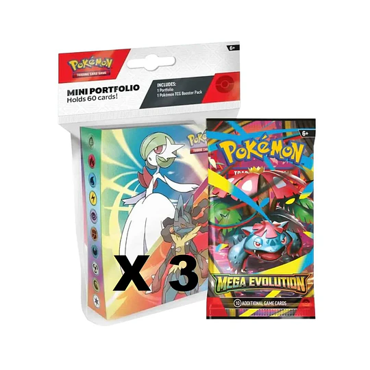 CARTAS POKEMON 3 MINI PORTFOLIO MEGAEVOLUCION ESPAÑOL
