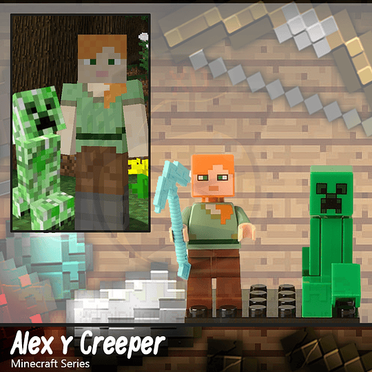 MINIFIGURA MINECRAFT-S ALEX Y CREEPER