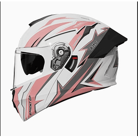 CASCO ABATIBLE CON MICA Y GAFA COLOR ROSADO 