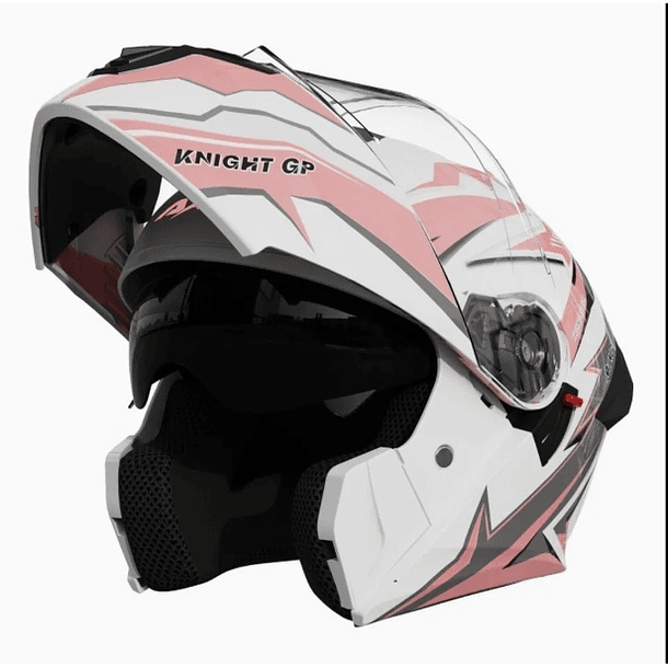 CASCO ABATIBLE CON MICA Y GAFA COLOR ROSADO  2