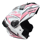 CASCO ABATIBLE CON MICA Y GAFA COLOR ROSADO  3