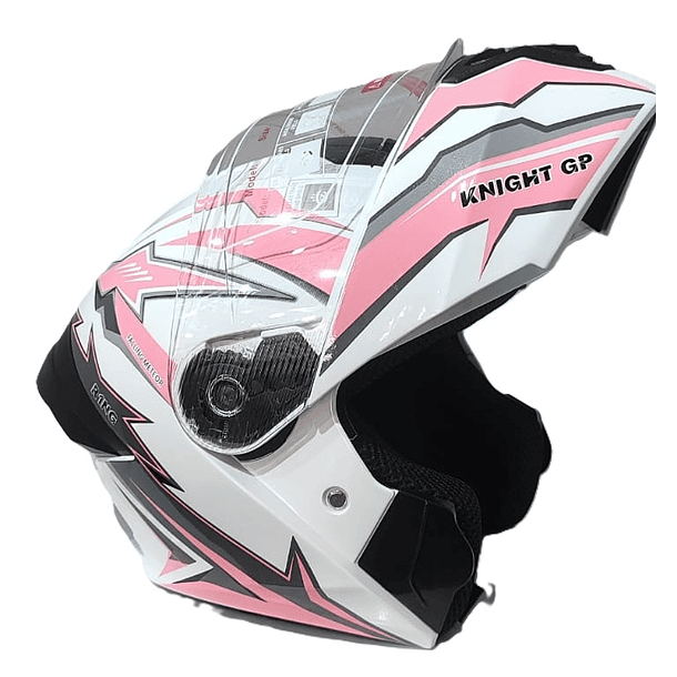 CASCO ABATIBLE CON MICA Y GAFA COLOR ROSADO  3