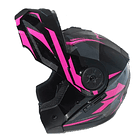 CASCO ABATIBLE CON MICA Y GAFA COLOR FUCSIA CON NEGRO  3