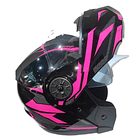 CASCO ABATIBLE CON MICA Y GAFA COLOR FUCSIA CON NEGRO  4
