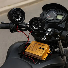 Alarma para moto con parlantes conexion usb sd fm