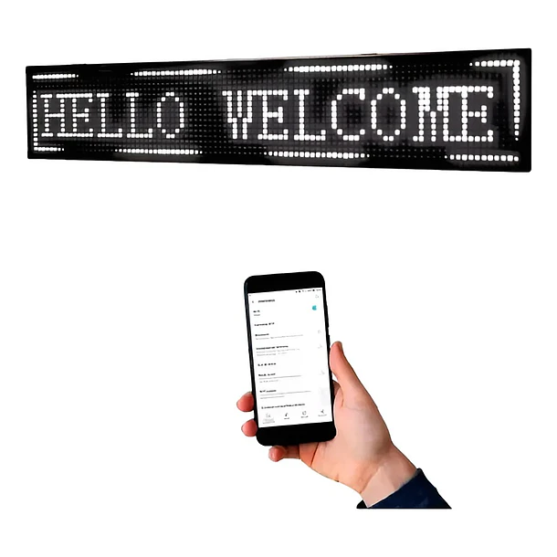 Letrero led luminoso publicitario wifi 1 metro x 20 cm color blanco  3