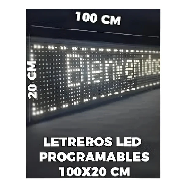Letrero led luminoso publicitario wifi 1 metro x 20 cm color blanco  4