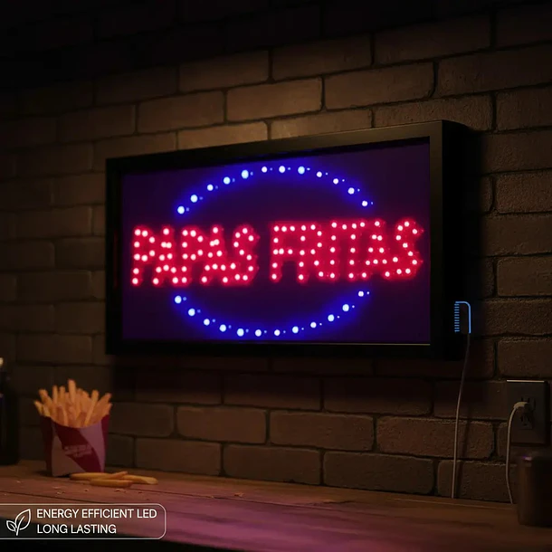 letrero led papas frita bajo consumo publicidad  2