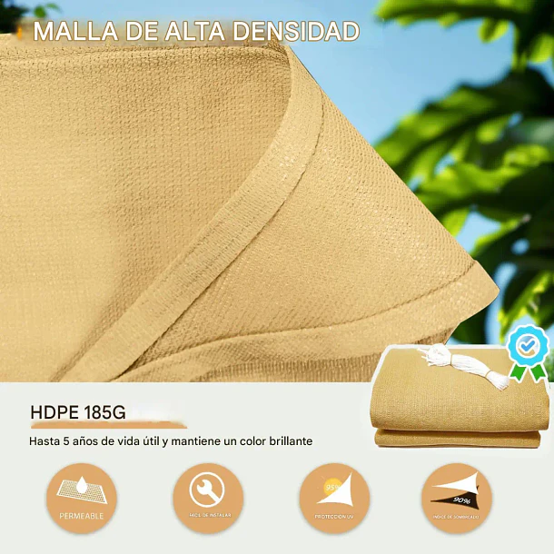 TOLDO VELA TRIANGULAR 5X5X5 METROS  6