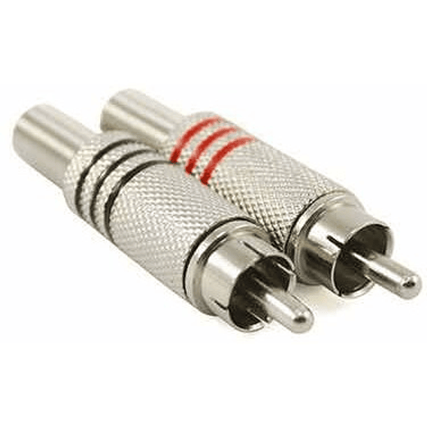 Par Plug Rca Macho Metálico Rojo Y Negro 