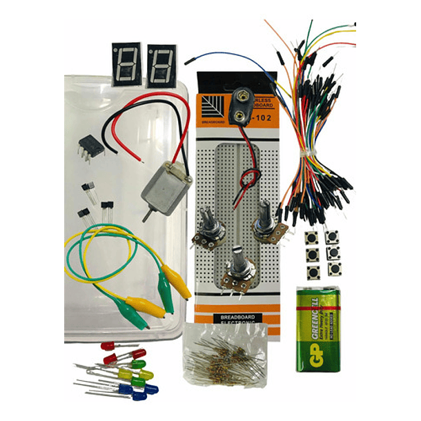 Kit Electronico Caja Protoboard Jumpers Pila Y Más