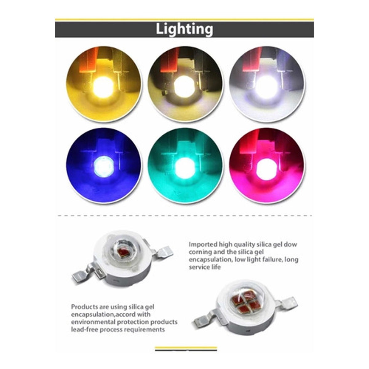 2 Led 3w 3v Amarillo Luz Lampara Alta Potencia Smd