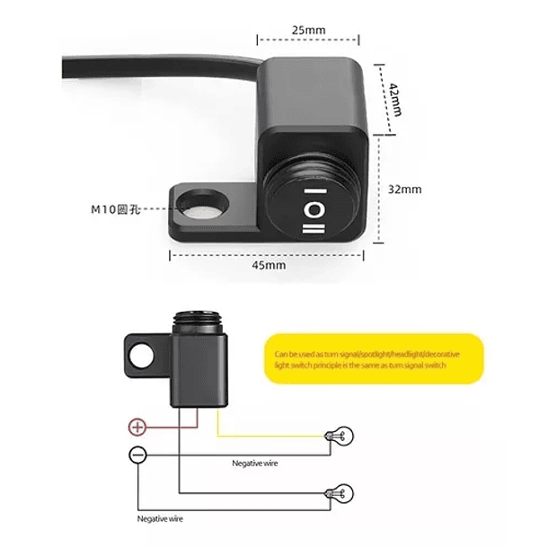 Switch Interruptor 3 Posiciones Para Manubrio De Moto