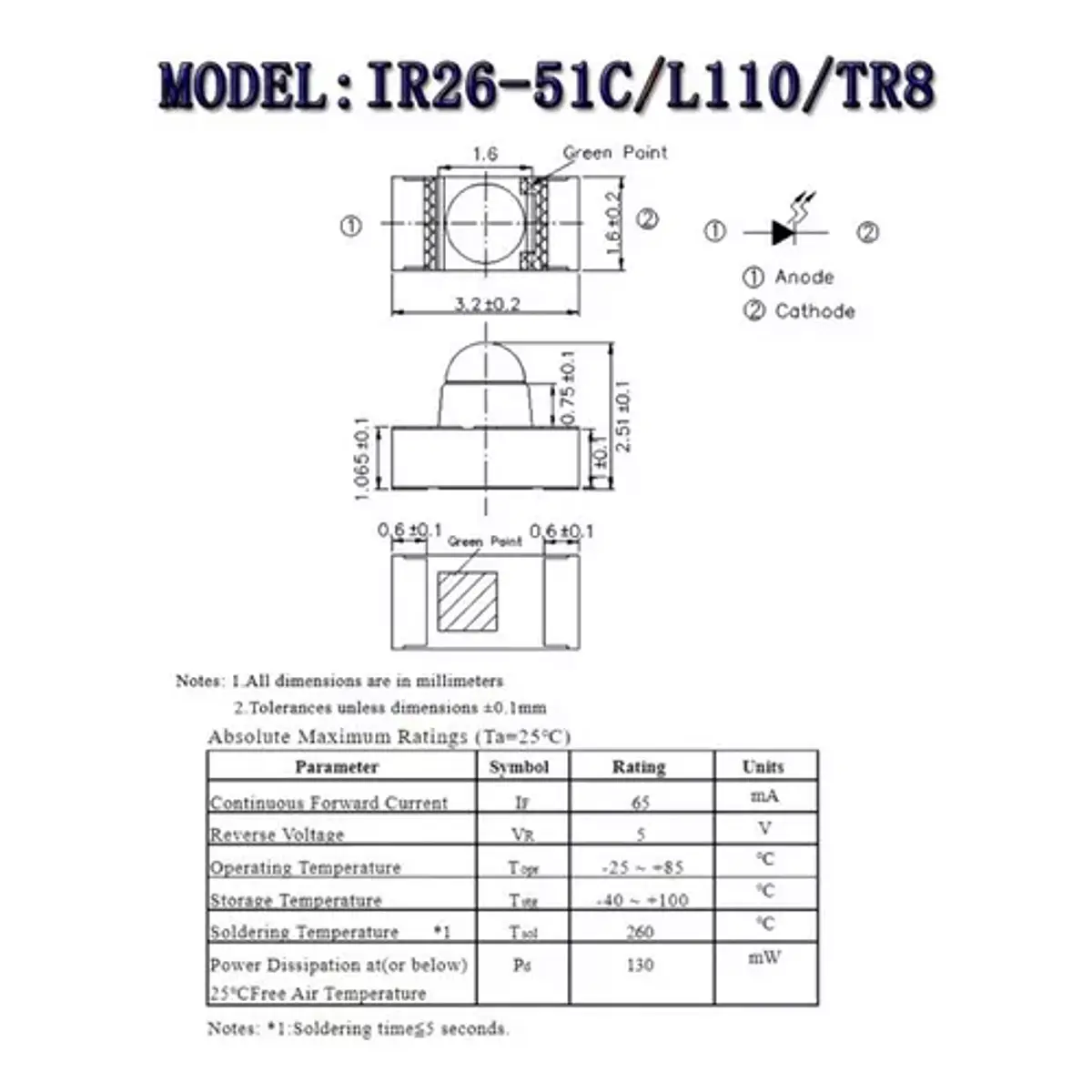 Par de led infrarrojo smd 1206 emisor y receptor