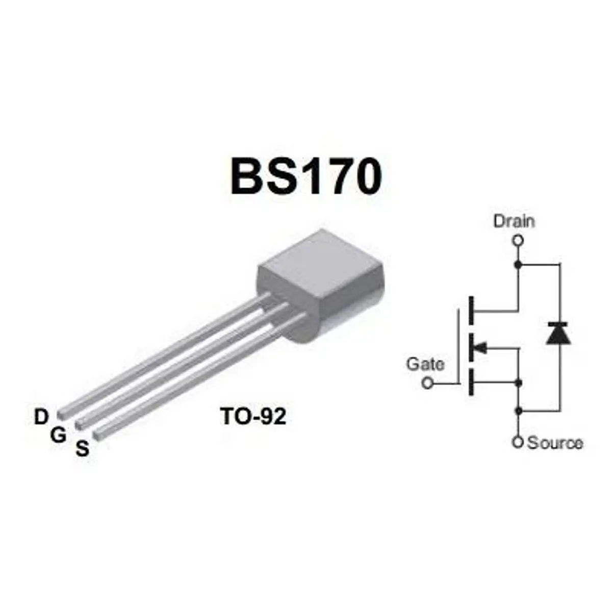 Mosfet bs170 Canal N 0.5A 60V N Switching FET