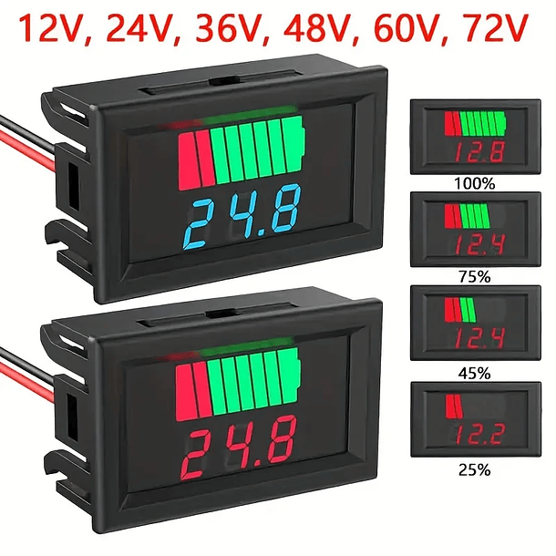 Indicador de carga batería DC12v 24v 36v 48v 60v 72v 