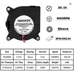 Turbina brushless 5v 4cm x 4cm x 2cm 