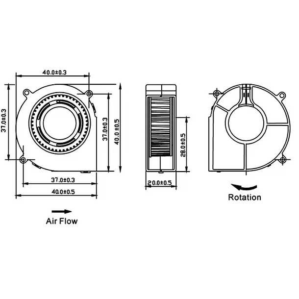 Turbina brushless 5v 4cm x 4cm x 2cm  2