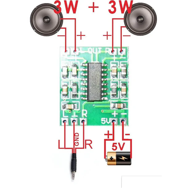 Amplificador de audio PAM8403 dual de 3W 2