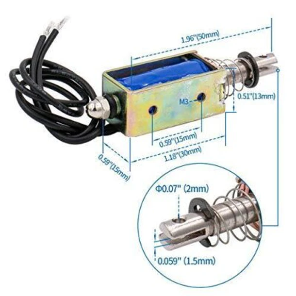 Solenoide Push Pull JF-0530B 5V 5N Carrera 10mm 300mA 3
