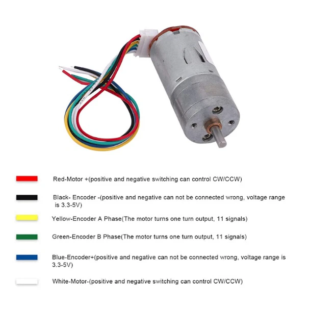 Motor Dc con encoder 12v 100 rpm 6