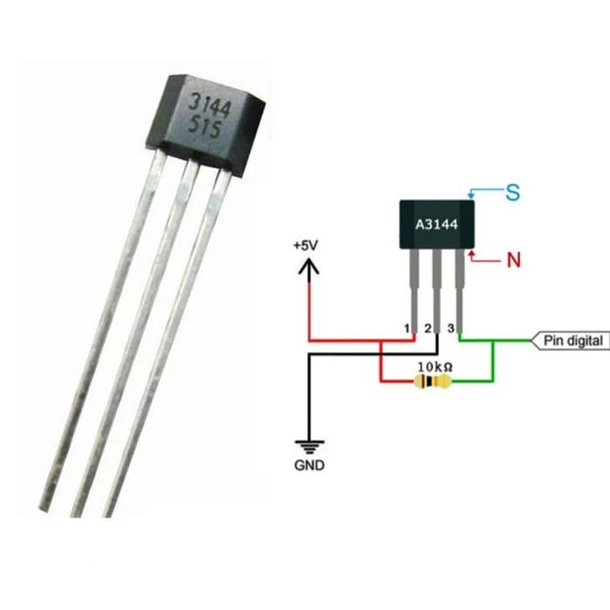 Sensor efecto hall A3144 1