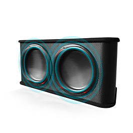 Subwoofer doble amplificado, Hawk, color negro.  