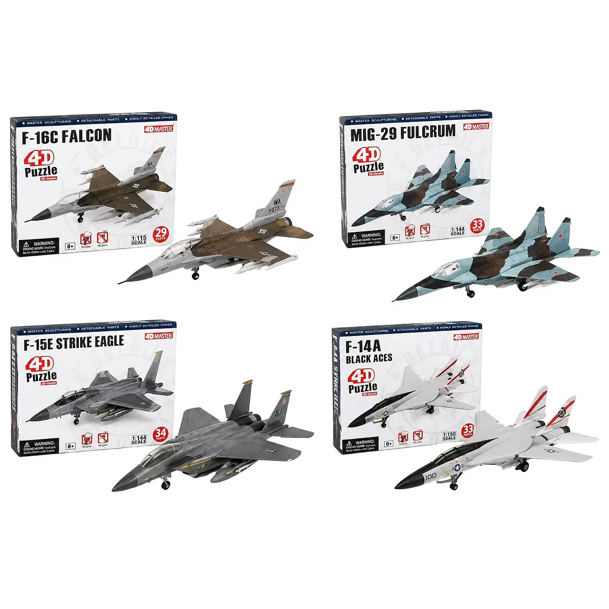 Pack de 4 Puzzles 4D de aviones