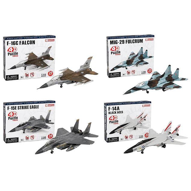 Pack de 4 Puzzles 4D de aviones