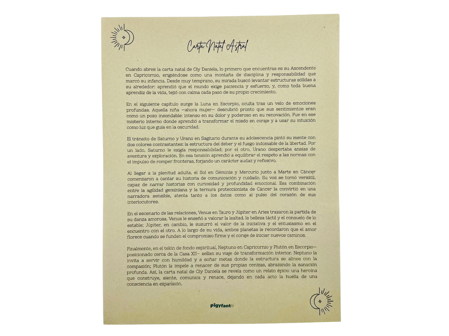 Cuadro Carta Natal Astral Personalizada 2