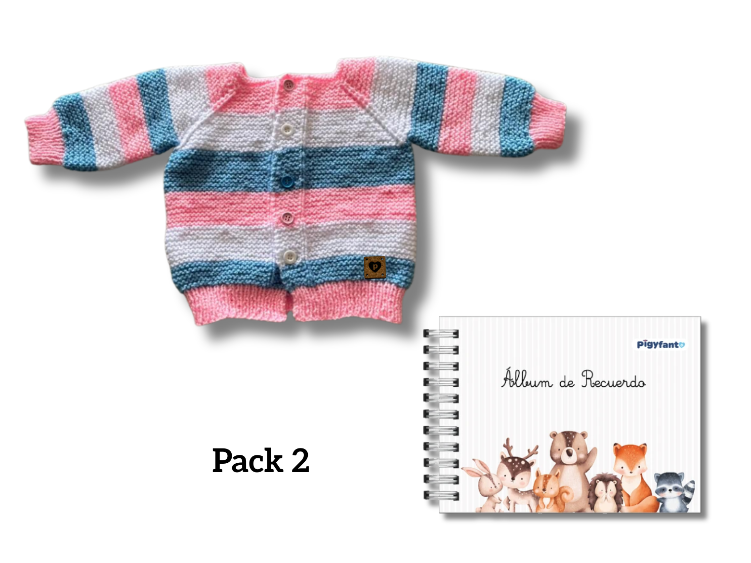 Pack Chaleco Tejido (3 meses) + Álbum de Recuerdos Para Bebe (0 a 10 años). PIEZAS ÚNICAS 2