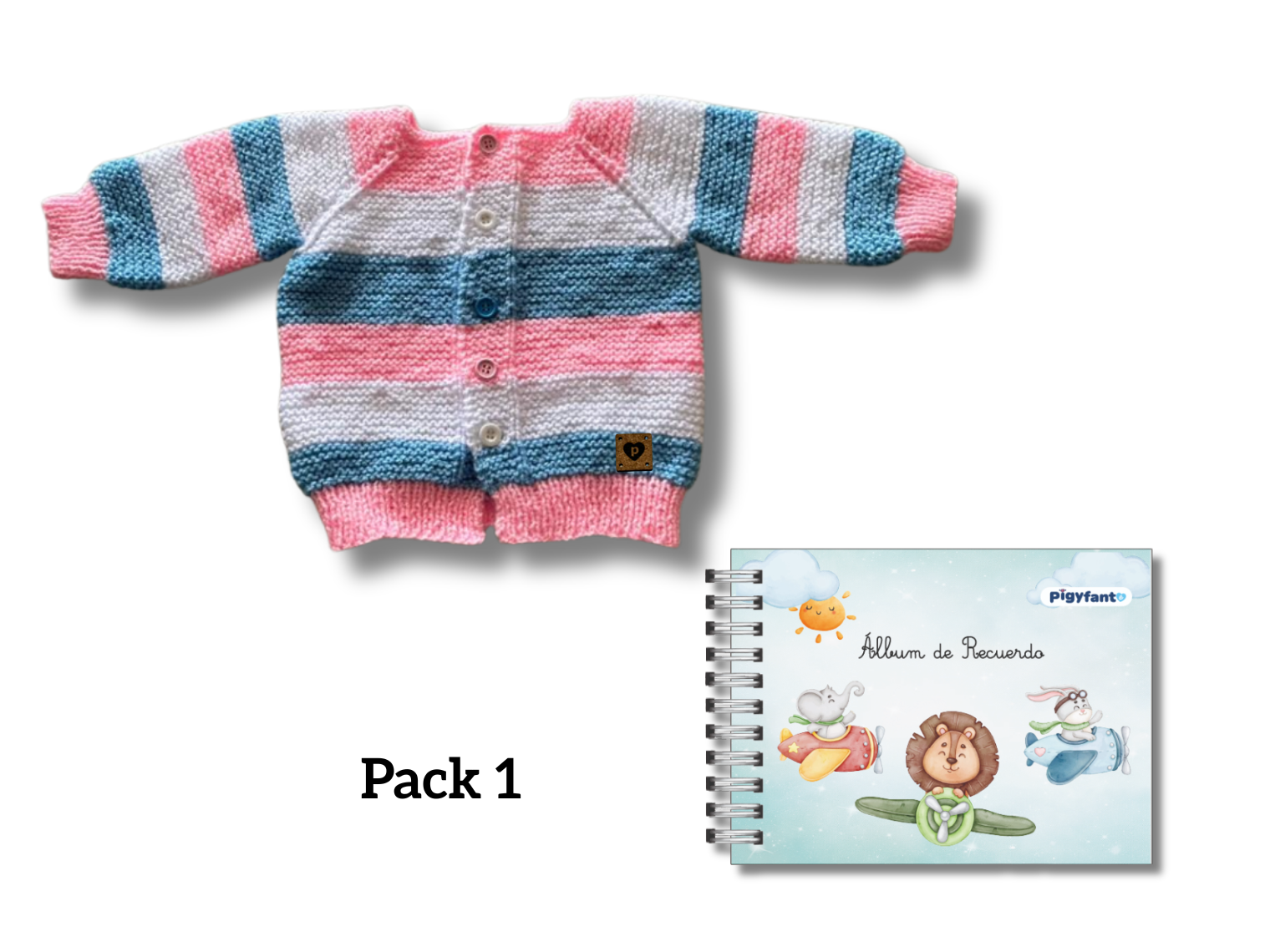 Pack Chaleco Tejido (3 meses) + Álbum de Recuerdos Para Bebe (0 a 10 años). PIEZAS ÚNICAS 1