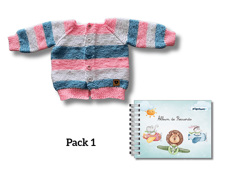 Pack Chaleco Tejido (3 meses) + Álbum de Recuerdos Para Bebe (0 a 10 años). PIEZAS ÚNICAS