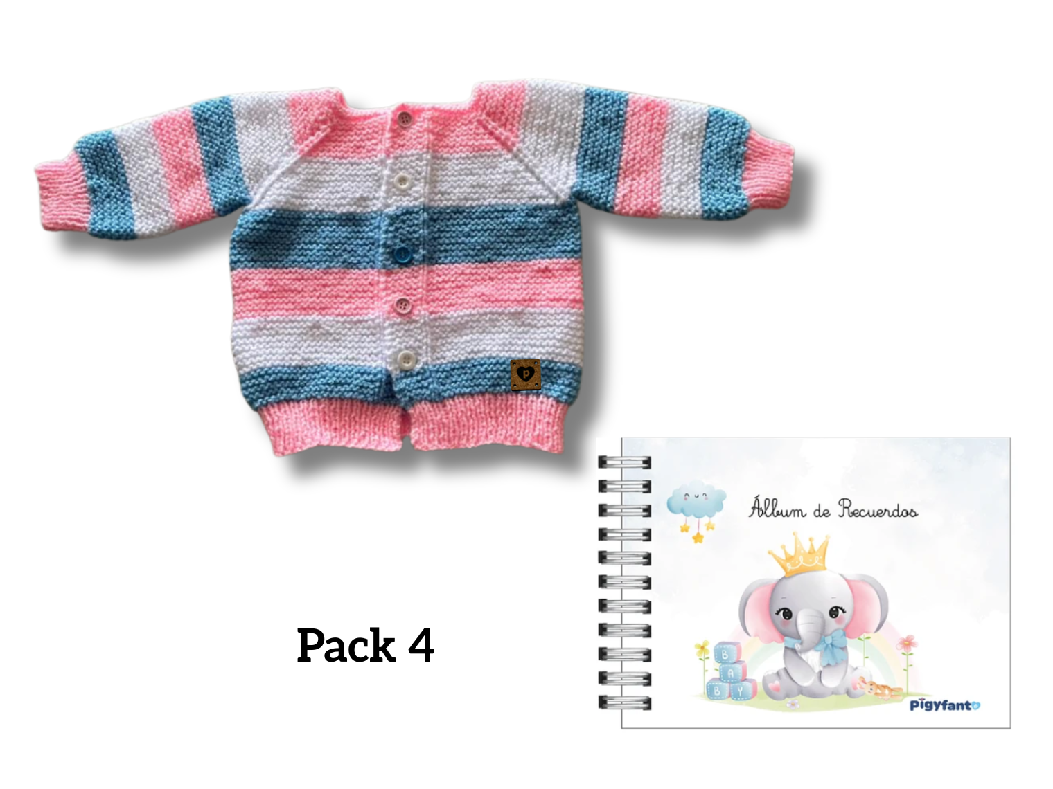 Pack Chaleco Tejido (3 meses) + Álbum de Recuerdos Para Bebe (0 a 10 años). PIEZAS ÚNICAS 4