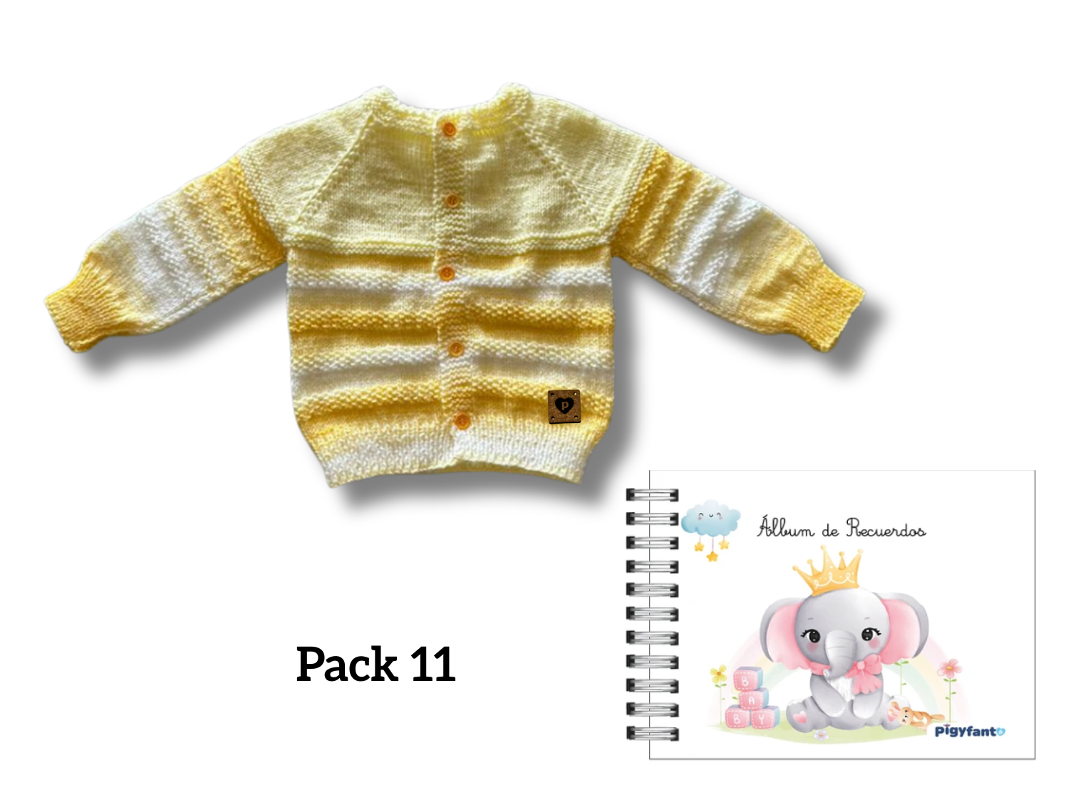 Pack Chaleco Tejido (3 meses) + Álbum de Recuerdos Para Bebe (0 a 10 años). PIEZAS ÚNICAS 11