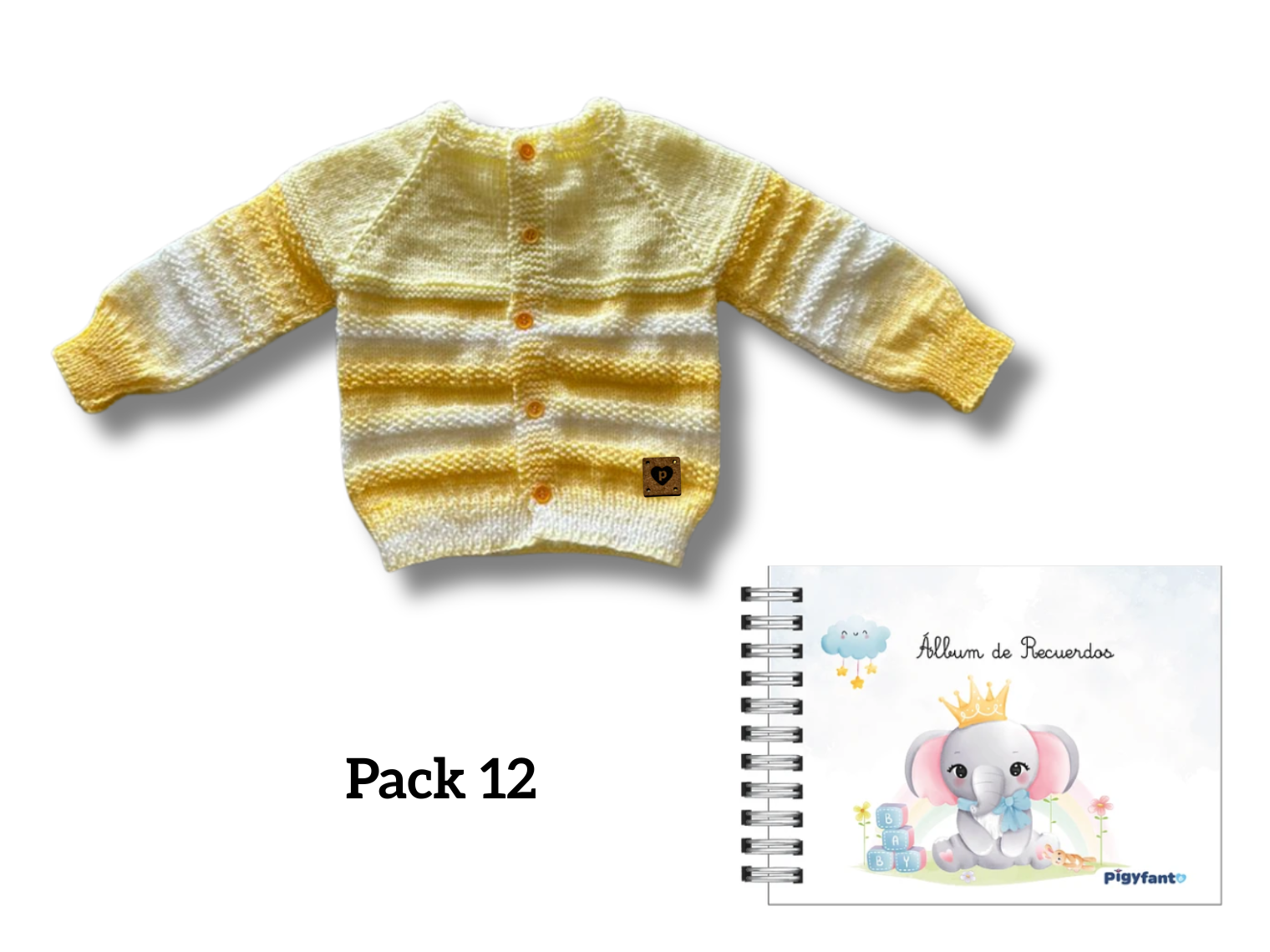 Pack Chaleco Tejido (3 meses) + Álbum de Recuerdos Para Bebe (0 a 10 años). PIEZAS ÚNICAS 12