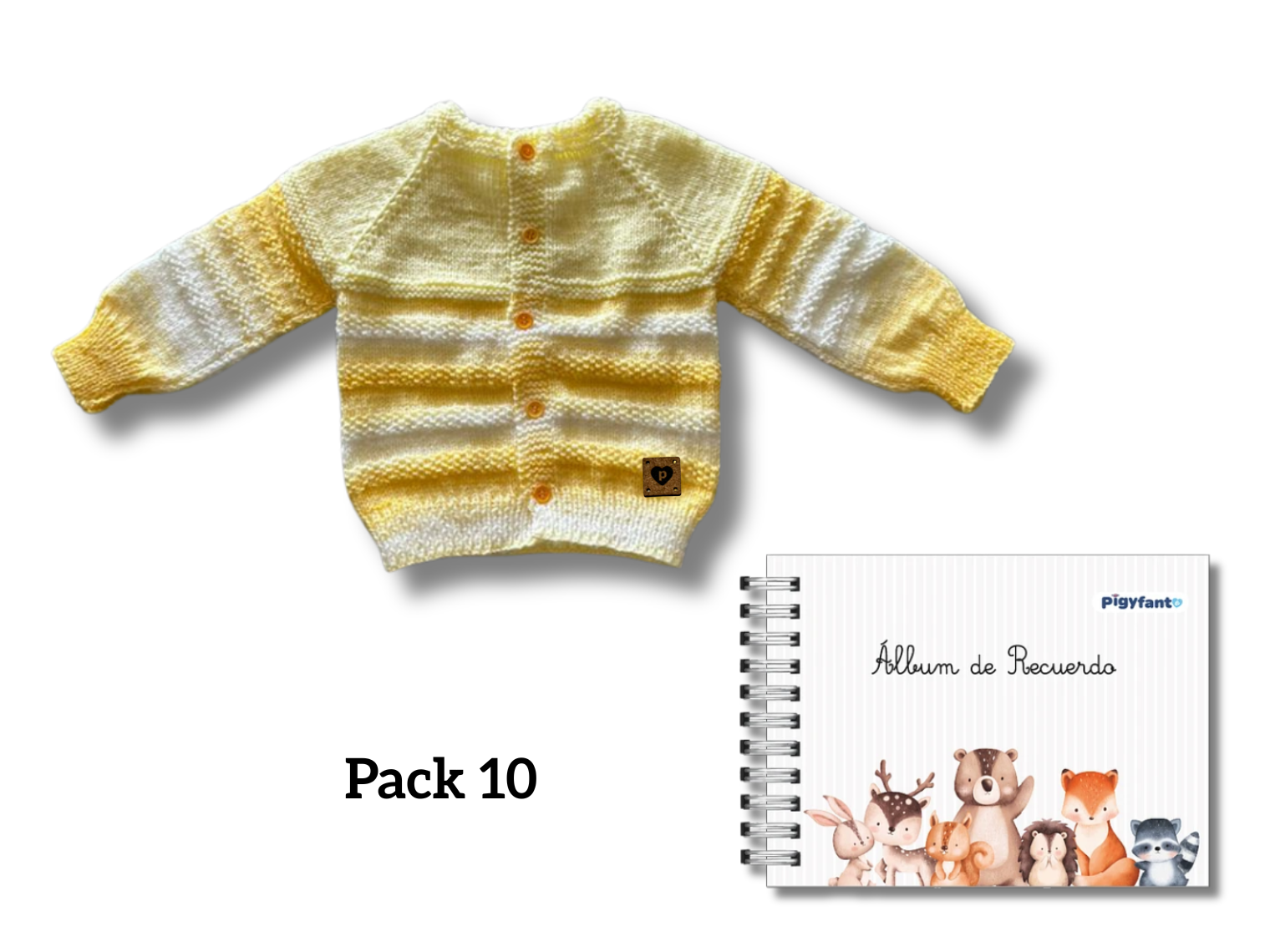 Pack Chaleco Tejido (3 meses) + Álbum de Recuerdos Para Bebe (0 a 10 años). PIEZAS ÚNICAS 10