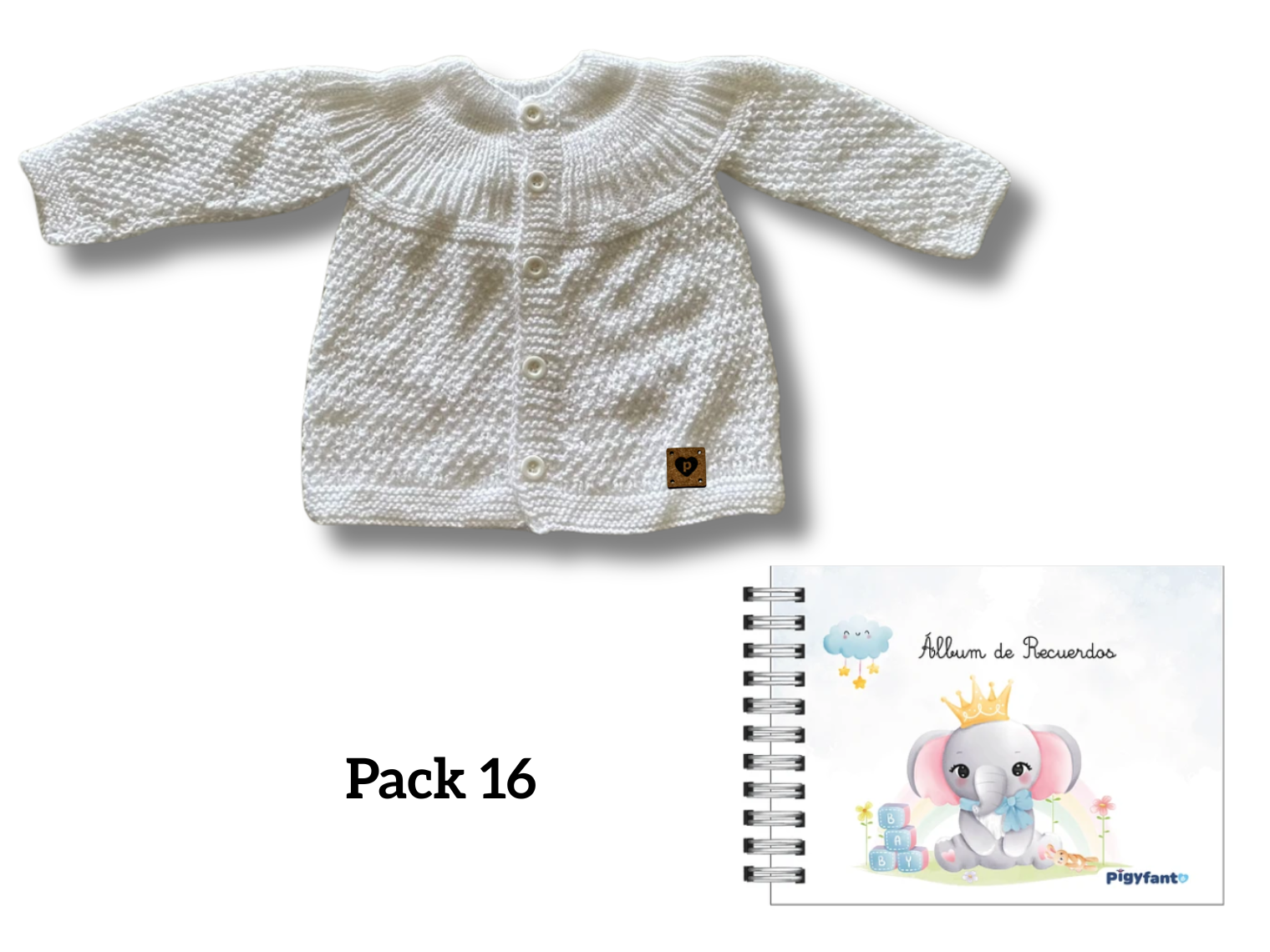 Pack Chaleco Tejido (3 meses) + Álbum de Recuerdos Para Bebe (0 a 10 años). PIEZAS ÚNICAS 16