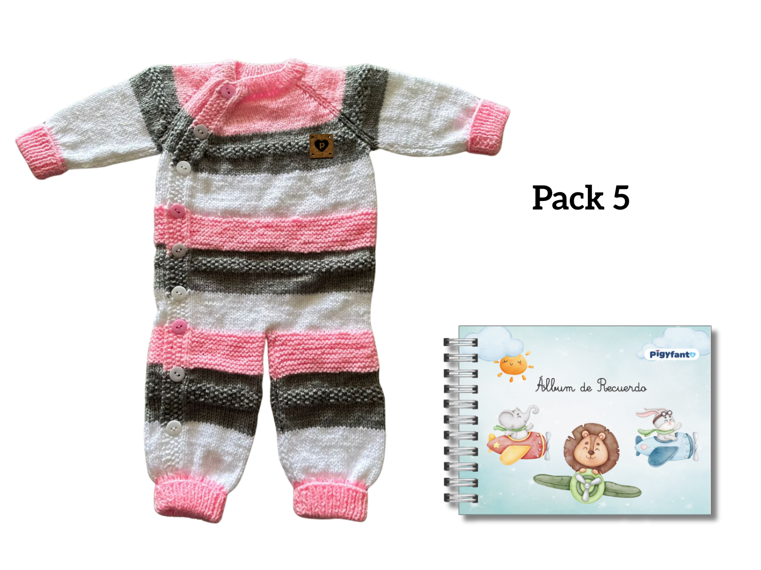 Pack Enterito Tejido (6 meses) + Álbum de Recuerdos Para Bebe (0 a 10 años). PIEZAS ÚNICAS 5